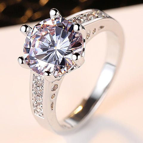 Image of Elegant Cubic Zirconia Wedding Ring - Rosecolor