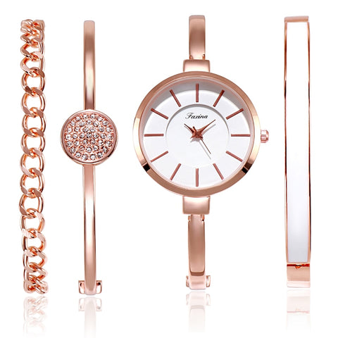 Image of 5pc Rose Gold Diamond Watch Set - Rosecolor