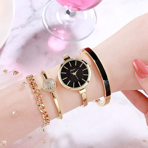 Image of 5pc Rose Gold Diamond Watch Set - Rosecolor