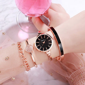 5pc Rose Gold Diamond Watch Set