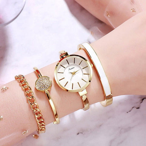 Image of 5pc Rose Gold Diamond Watch Set - Rosecolor