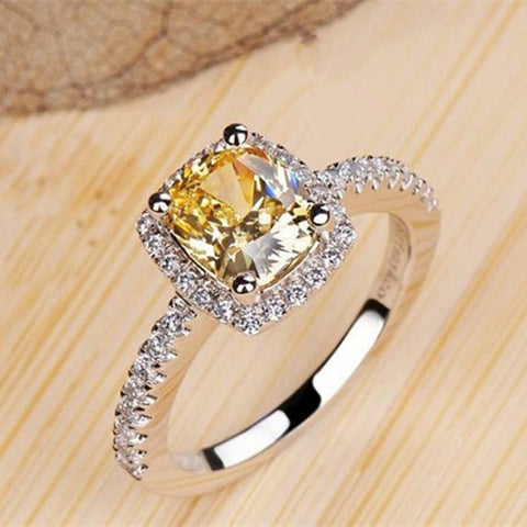 Image of Sterling Silver White Gold Engagement Ring - Rosecolor