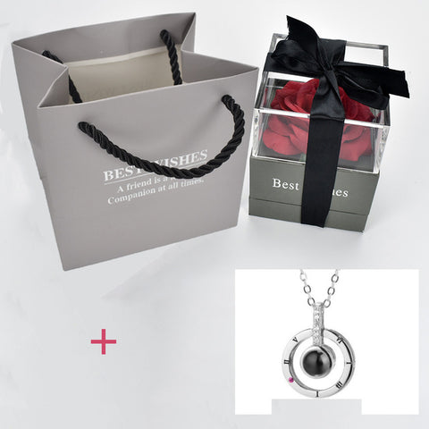 ROSE JEWELRY GIFT BOX - HIDDEN I LOVE YOU LANGUAGES NECKLACE