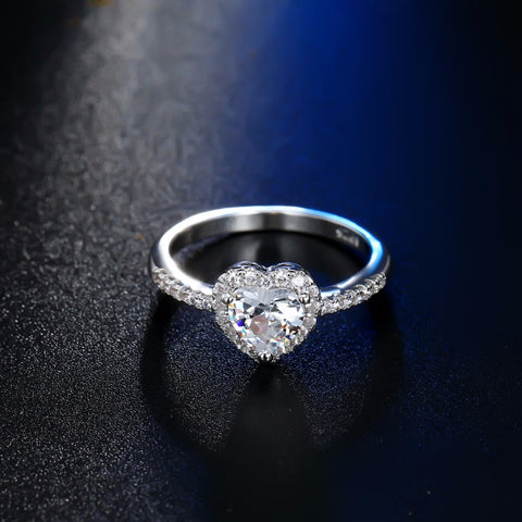 Image of Crystal Heart Wedding Ring - Rosecolor