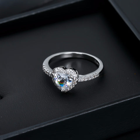 Image of Crystal Heart Wedding Ring - Rosecolor