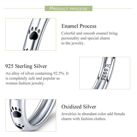 Image of Sterling Silver Stackable Dog Cat Paw Print Ring - Rosecolor