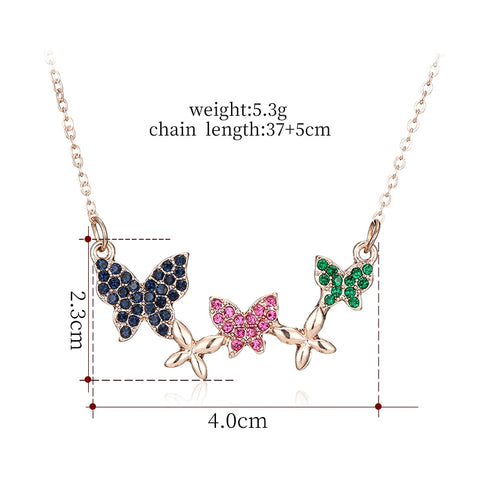 Image of Crystal  Butterfly Necklace - Rosecolor