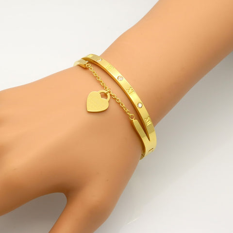 Image of Roman Number Charm Bracelet - Rosecolor