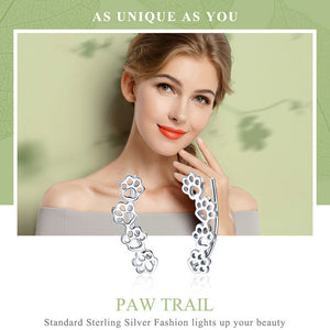 Sterling Silver Pet Paw Print Earrings - Rosecolor