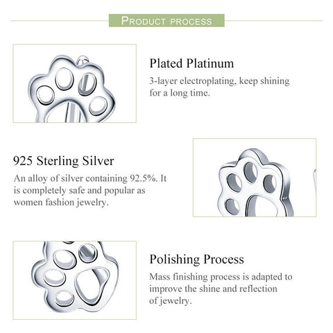 Image of Sterling Silver Pet Paw Print Earrings - Rosecolor