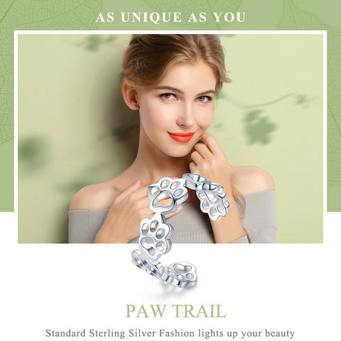 Image of Sterling Silver Cat Dog Paw Print Ring - Rosecolor