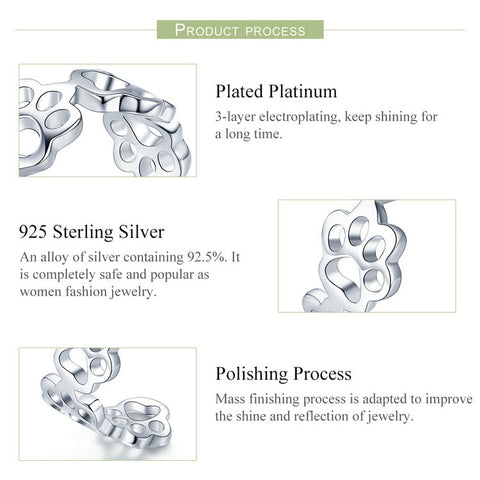 Image of Sterling Silver Cat Dog Paw Print Ring - Rosecolor