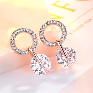 White Round Cubic Zirconia Stud Crystal Earrings