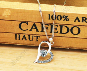 Crystal Heart Silver Necklace