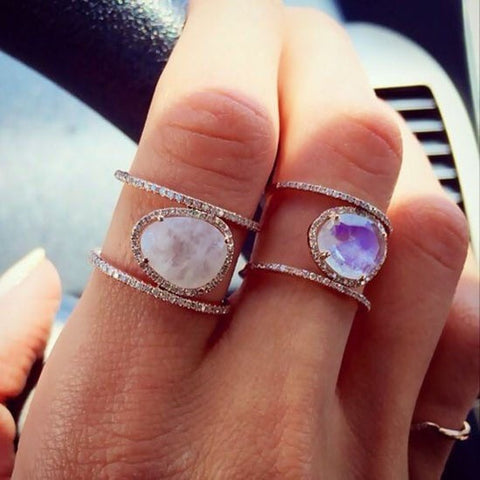 Image of Moonstone Diamond Ring 14k Rose Gold - Rosecolor