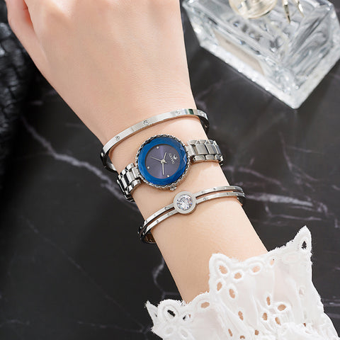 Image of Luxury Blue Face Diamond  Watch - Rosecolor