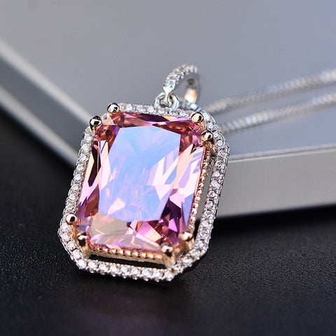 Image of Natural Pink Gemstone Necklace - Rosecolor
