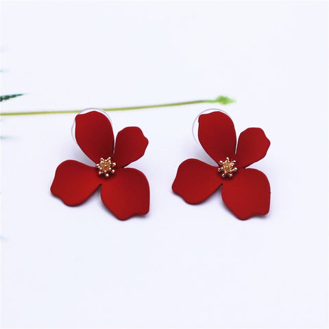 Image of Red Flower Earrings - Rosecolor