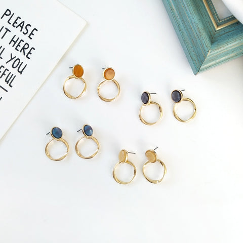 Image of Vintage Gold Stone Earrings - Rosecolor