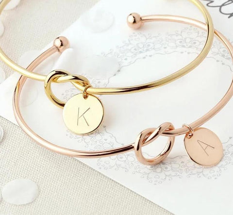 Image of A-Z Charm Knot Bracelet - Rosecolor