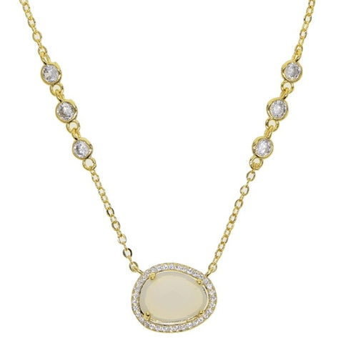Image of Moonstone Chain Necklace - Rosecolor