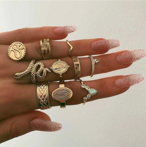 Image of Gold Ring Set - Rosecolor