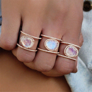 Moonstone Diamond Ring 14k Rose Gold