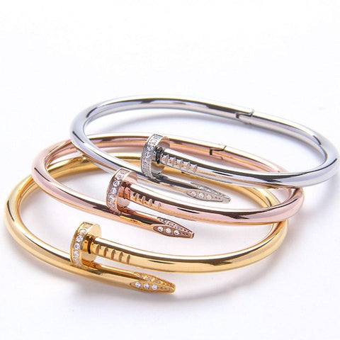 Image of Crystal Love & Crystal Stainless Steel Cuff - Rosecolor