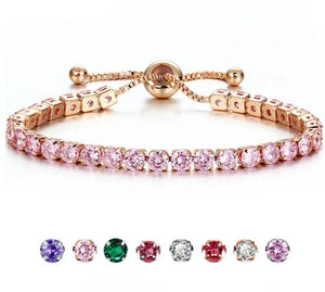 Round Cut Cubic Zirconia Tennis Bracelet - Rosecolor