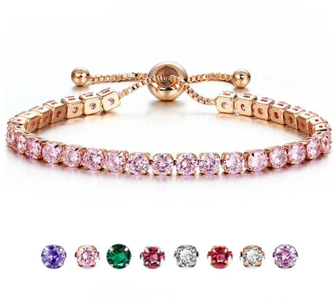 Image of Round Cut Cubic Zirconia Tennis Bracelet - Rosecolor