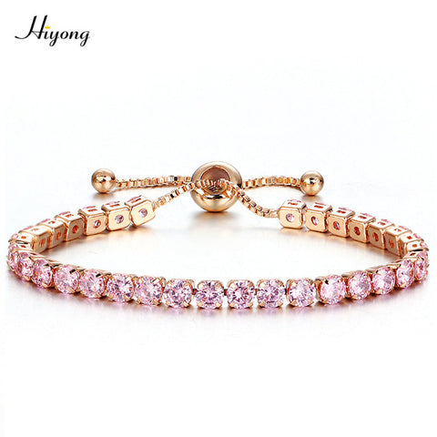 Image of Round Cut Cubic Zirconia Tennis Bracelet - Rosecolor