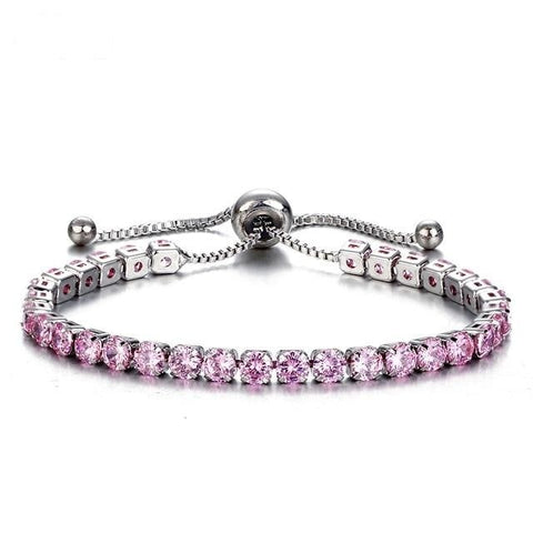 Image of Round Cut Cubic Zirconia Tennis Bracelet - Rosecolor