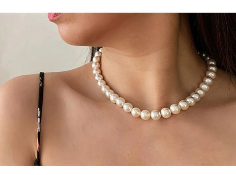 Image of Classic Pearl Cream Necklace - Rosecolor