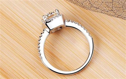 Image of Sterling Silver White Gold Engagement Ring - Rosecolor