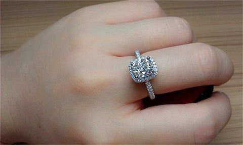 Image of Sterling Silver White Gold Engagement Ring - Rosecolor