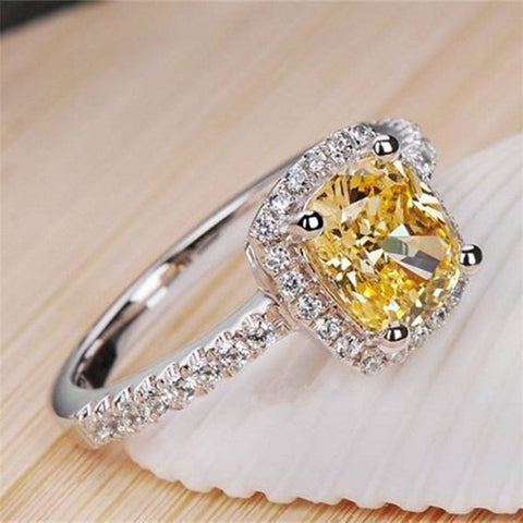 Image of Sterling Silver White Gold Engagement Ring - Rosecolor