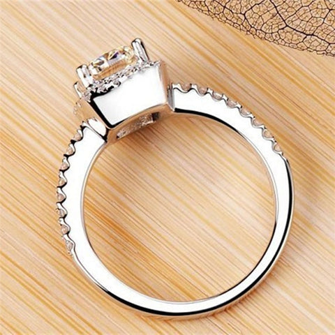 Image of Sterling Silver White Gold Engagement Ring - Rosecolor