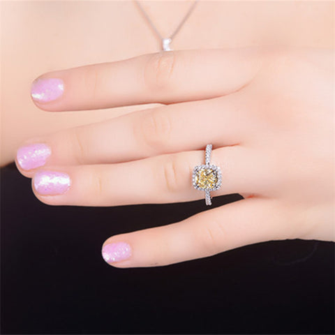 Image of Sterling Silver White Gold Engagement Ring - Rosecolor