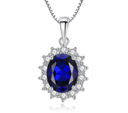 Oval Princess Diana William Sapphire Necklace - Rosecolor