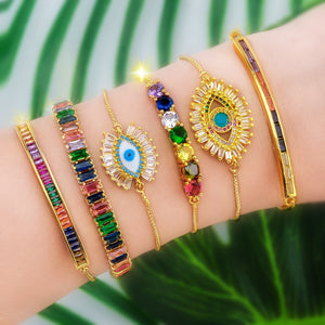 Evil Eye Gold Zirconia Bracelet - Rosecolor