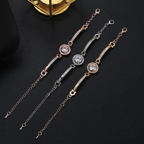 Image of Rhinestone Charm Bracelet Gold Silver Rose - Rosecolor