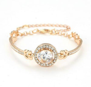 Rhinestone Charm Bracelet Gold Silver Rose