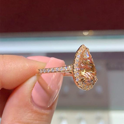Image of Water Droplet Pink Zircon Ring - Rosecolor