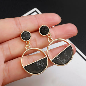 Round Stud Earrings Black Stone Earrings