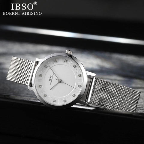 Image of Women's Silver Mesh Stainless Steel Strap Watch - Rosecolor