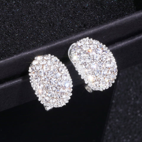 Image of Elegant Cubic Zircon Stone Stud Earrings - Rosecolor