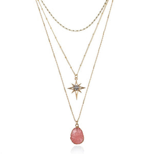 Rhinestone Star 3 Layer Necklace