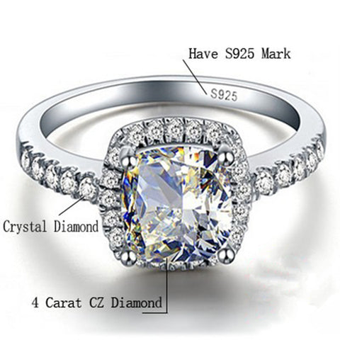 Image of Sterling Silver White Gold Engagement Ring - Rosecolor