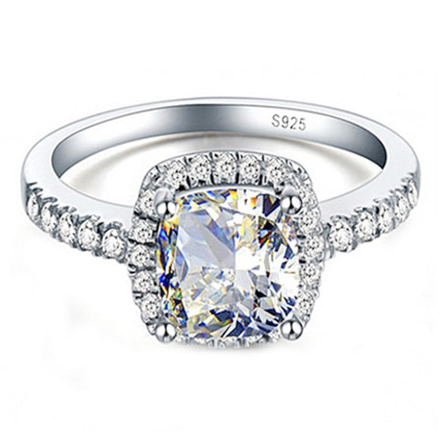 Image of Sterling Silver White Gold Engagement Ring - Rosecolor