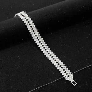 Double Layer Crystal Silver Bracelet - Rosecolor